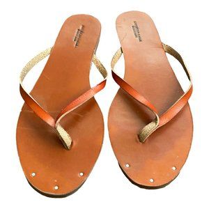 American Eagle Women's Brown Leather Flip Flops Size 9